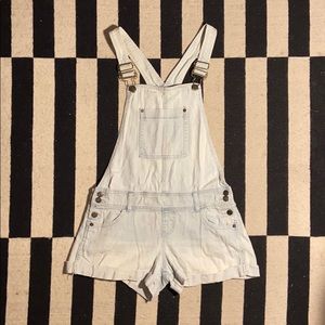 Light Blue Denim Overall Shorts